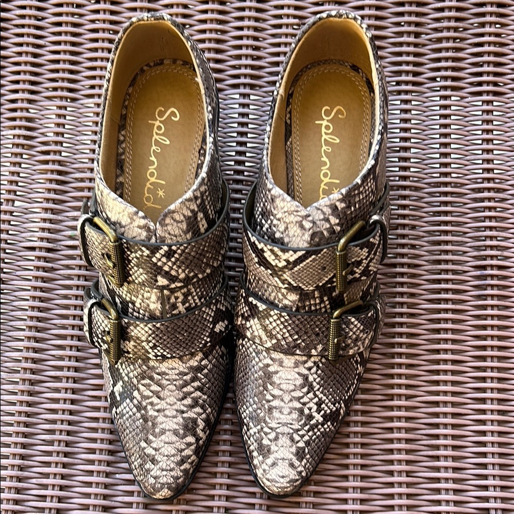 Splendid Women's Snakeskin Buckle Shoes - Black and Brown